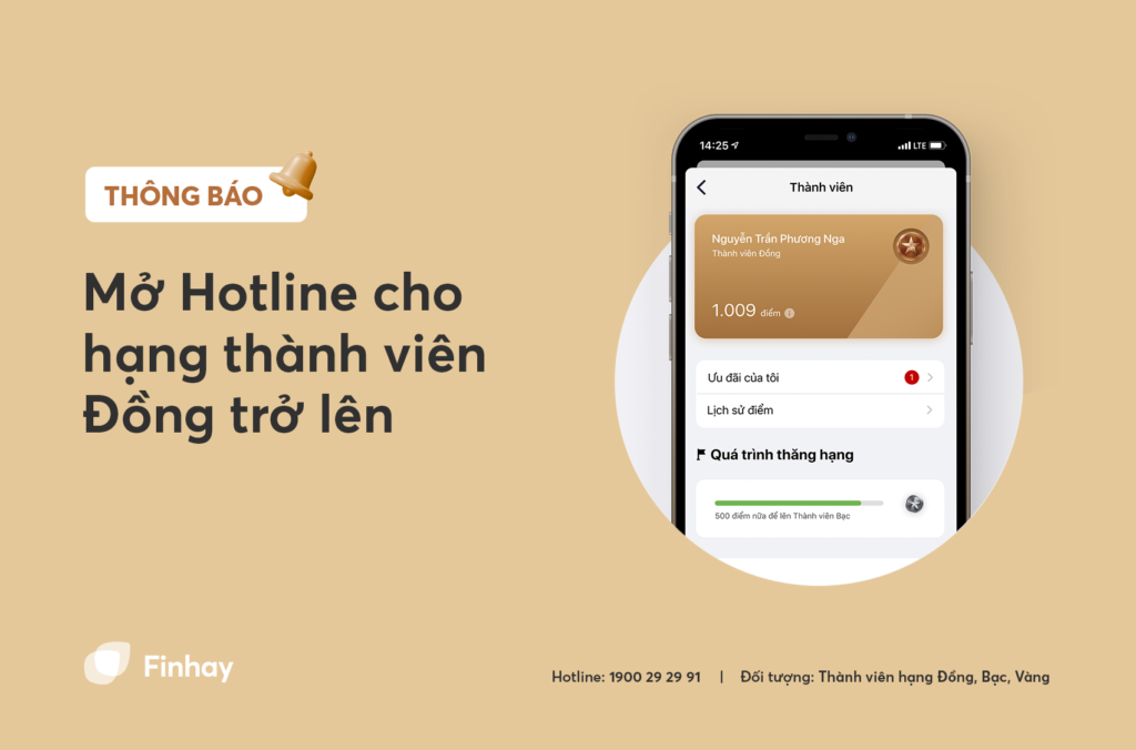 Thông báo mở Hotline cho hạng thành viên đồng trở lên